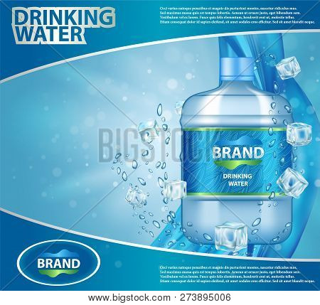 Drinking Cooler Water Ad Vector Realistic Illustration