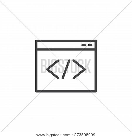 Web Browser Coding Outline Icon. Linear Style Sign For Mobile Concept And Web Design. Programming, C