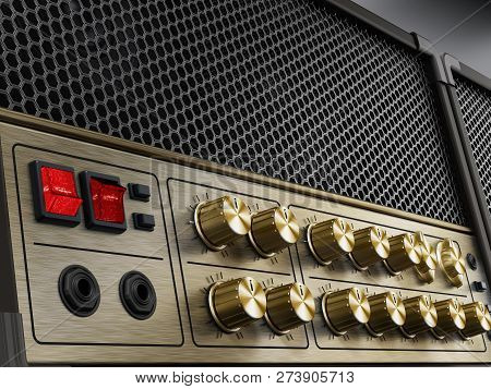Generic Vintage Feel Guitar Amplifier. 3d Illustration.
