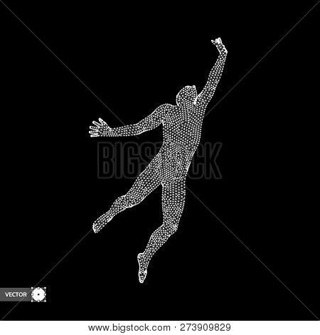 Leadership Concept. Jumping Man. Emblem For Sport Championship. Vector Illustration.