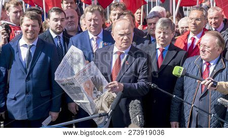 Moscow, Russia-april 12: The Party Leader Kommunistov Of Russia Gennady Zyuganov On Meeting In Honor