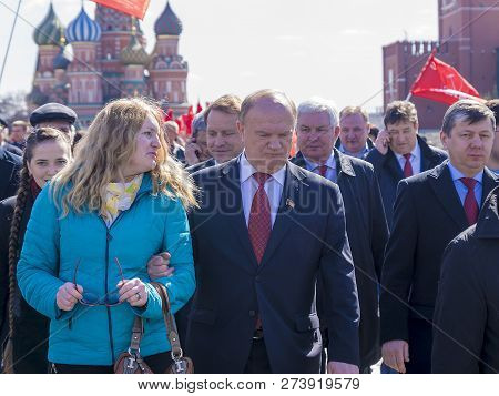 Moscow, Russia-april 12: The Party Leader Kommunistov Of Russia Gennady Zyuganov On Meeting In Honor