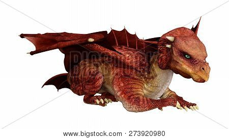 3D Rendering Fairy Tale Dragon On White