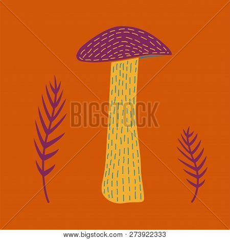 Vector Illustration Of Cute Hand Drawn Brown-cap. Design For T-shirt. Tribal African Style.