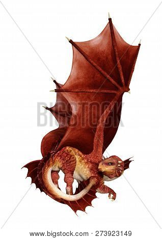 3D Rendering Fairy Tale Dragon On White