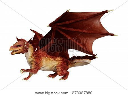 3D Rendering Fairy Tale Dragon On White