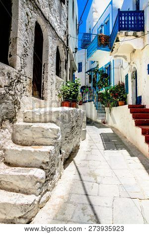 Greek Town Street With Steps In Nisirios Town