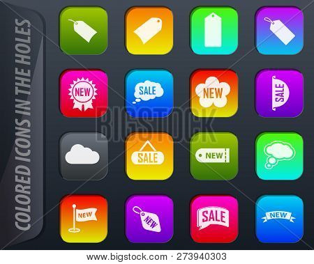 New Stiker And Label Colored Icons In The Holes Easily Adapt To Any Background