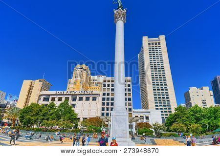 View Of The City Center, Union Square - Downtown Of San Francisco.
