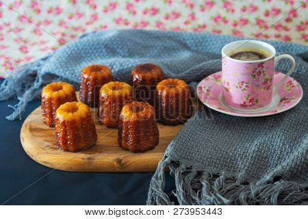 Canele is a small French pastry with rum and vanilla 