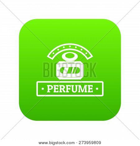 Perfume Botte Icon Green Vector Isolated On White Background