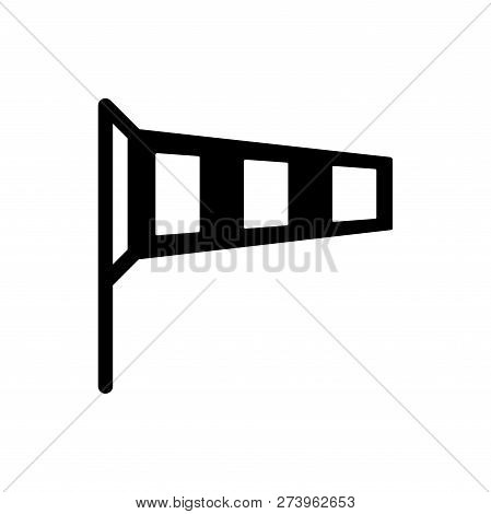 Windsock Or Windvane Silhouette Weather Icon. Flat Vector Illustration. Black Symbol Isolated On Whi