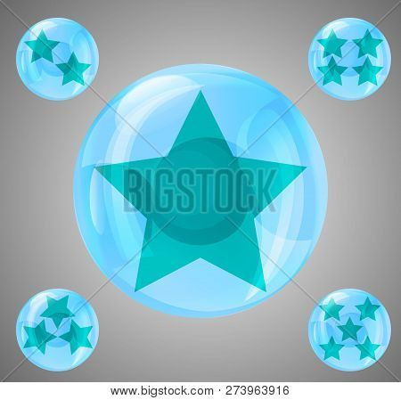 A Set Of Five Glossy Balls With Stars From One