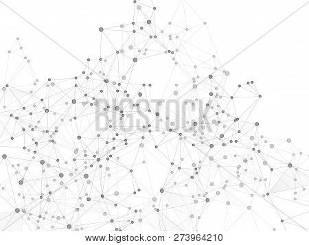 Gometric Plexus Structure Cybernetic Concept. Network Nodes Greyscale Plexus Background. Interlinkes