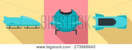Bobsleigh Icon Set. Flat Set Of Bobsleigh Icons For Web Design