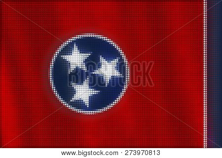 Mosaic Heart Tiles Painting Of Tennessee Flag Blown In The Wind, Love State Patriotic Concept.