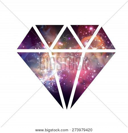 Diamond Flat Vector Icon With Space Background Inside