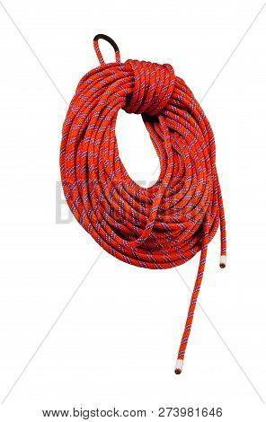Red Climbing Rope On The White Background