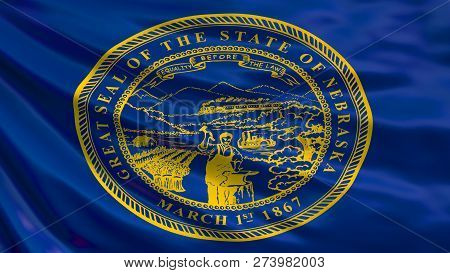 Nebraska Flag. Waving Flag Of Nebraska State, United States Of America