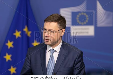 Brussels, Belgium - Dec 13, 2018: European Commission Vice-president For The Euro And Social Dialogu