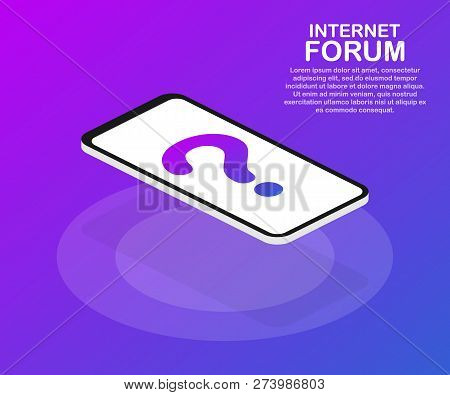 Internet Forum, Communicating People, Society Isometric Concept. Vector Stock Illustration.