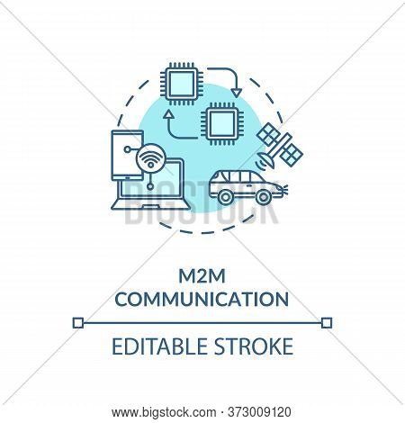 M2m Communication Turquoise Concept Icon. Remote Connection For Technology. Wireless Information Exc