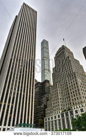 New York City, New York - June 11, 2020: 432 Park Avenue On Billionaires' Row Amidst Skyscrapers As 