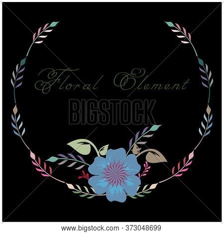 Floral Vector Round Frame With Black Background