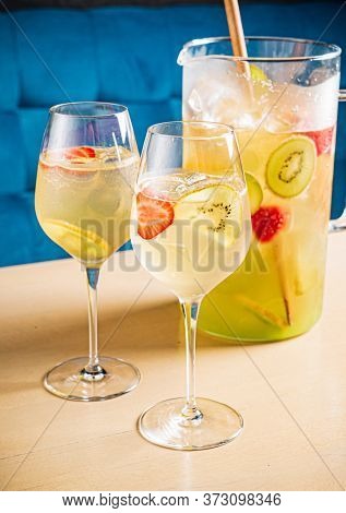 summr lemonade with kiwi fruits and strawberries