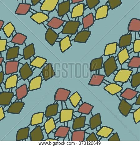 Abstract Geometric Decorative Seamless Pattern. Hand Drawn Connected Shapes Of Different Colors On L