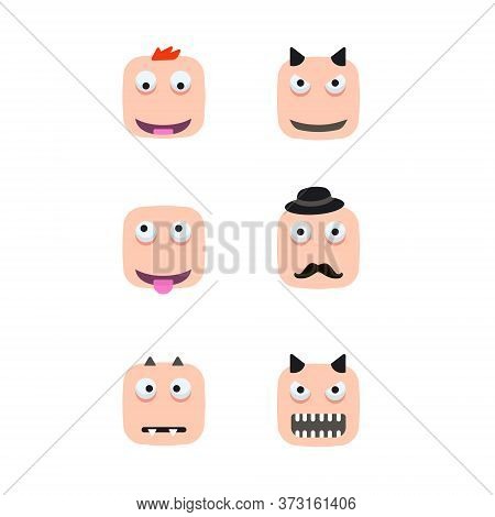 The Color Of The Skin Emoticons With Different Emotions. Six Kinds Of Vector.