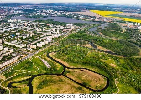 View From The Height Of The Houses And Loshitsky Park In A Residential Area Of Minsk, Spring Loshits