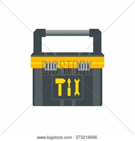 Tool Box For Instruments. Workman Toolkit. Crate For Hand Tools. Workbox In Flat Style. Vector Illus