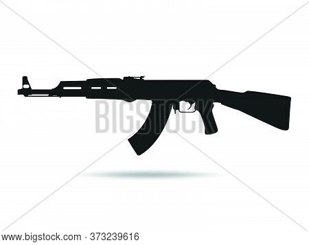 02-ak47 Icon .machine Gun Black Silhouette. Vector Illustration