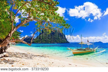 Paradise nature and  exotic wild beauty of unique Palawan island. Magical El Nido. Philippines