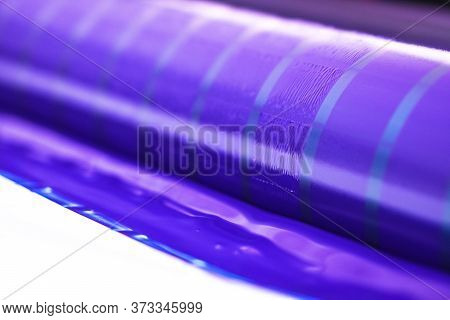 Traditional Offset Press. Printing In Ink With Cmyk, Cyan, Magenta, Yellow And Black. Graphic Arts, 