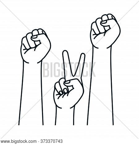 Love Peace And Fist Hands Design, Manifestation Protest And Demonstration Theme Vector Illustration
