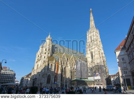 St. Stephen's Cathedral On Stephansplatz Square, Vienna, Austria - May 2019