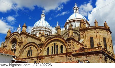 View At The Domes Of New Cathedral Or Catedral De La Inmaculada Concepción De Cuenca In Center Of Cu