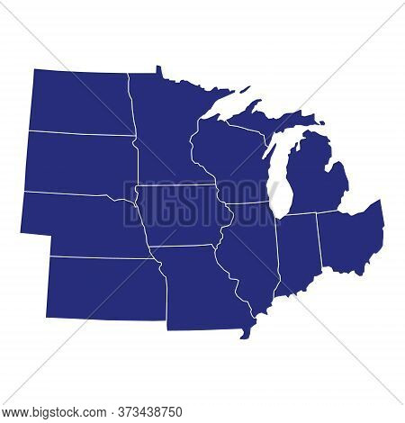 High Quality Map Of Midwest Region Of United States Of America With Borders Of The States