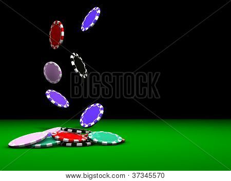 Poker Chips Falling