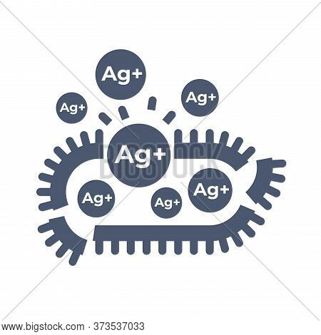 Silver Ions Ag Plus Acting Icon - Antibacterial Properties - Argentum Molecules Destroys Bacteria  -