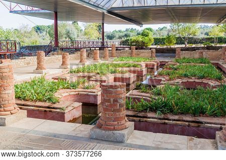 View Of Casa Dos Repuxos House Of Fountains Building At Conimbriga Roman Ruins, Portugal