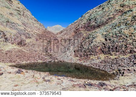 Small Lake In Parc Natural Comunal De Les Valls Del Comapedrosa National Park In Andorra