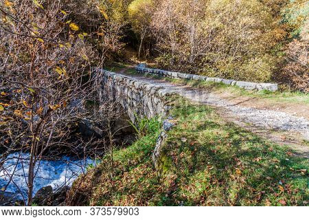 Small Stone Bridge In Madriu-perafita-claror Valley, Andorra
