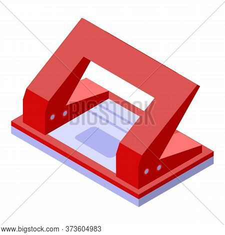 Red Hole Puncher Icon. Isometric Of Red Hole Puncher Vector Icon For Web Design Isolated On White Ba