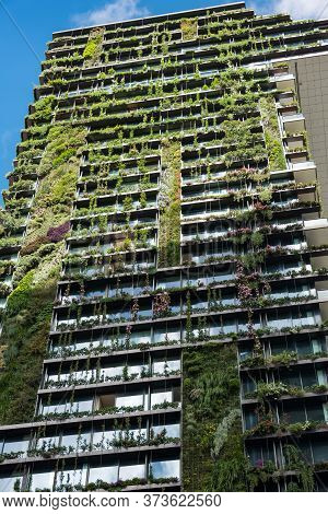 Sydney, Australia - April 25, 2016: One Central Park Green Building With Plants On Facade