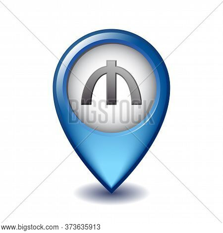 Azerbaijani Manat Symbol On Mapping Marker Vector Icon.