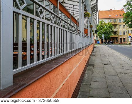 Zielona Gora Poland 8 June 2019 Facade Of Restaurant With Large Windows And Colorful Walls