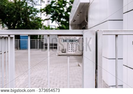 Intercom On The Fence Of A New Building. High Quality Photo